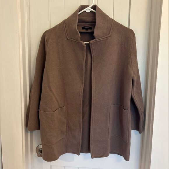 Quince Open Front Sweater Cardigan Jacket Mocha Brown Size Small - Picture 1 of 9